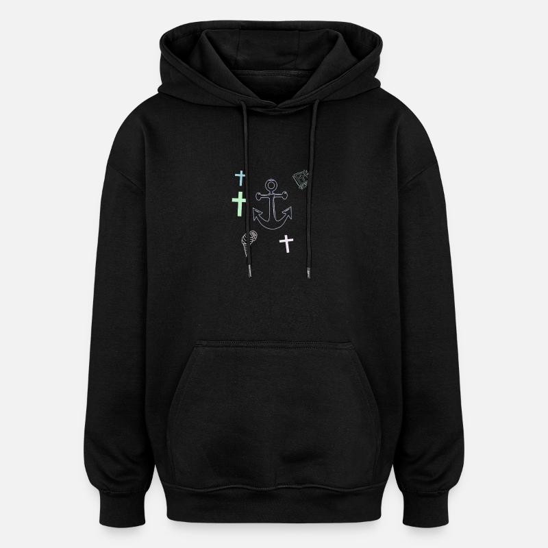 Anker Kreuz Eis maritim - Oversized Unisex Hoodie - black