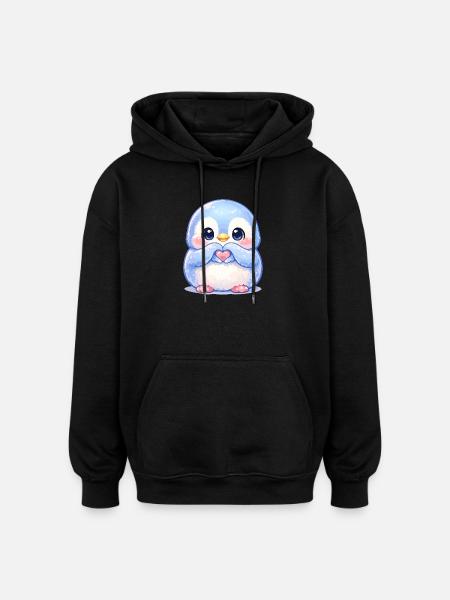 Zarter Pinguin Herzfreund - Oversized Unisex Hoodie - Schwarz