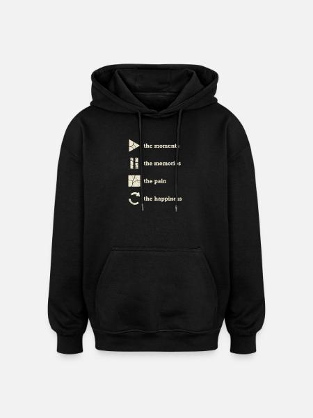 Mindfulness, Moments, Memories, Happiness - Oversized Unisex Hoodie - black