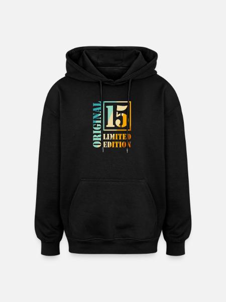 15th Birthday Boy Girl Teenager Level 15 - Oversized Unisex Hoodie - black