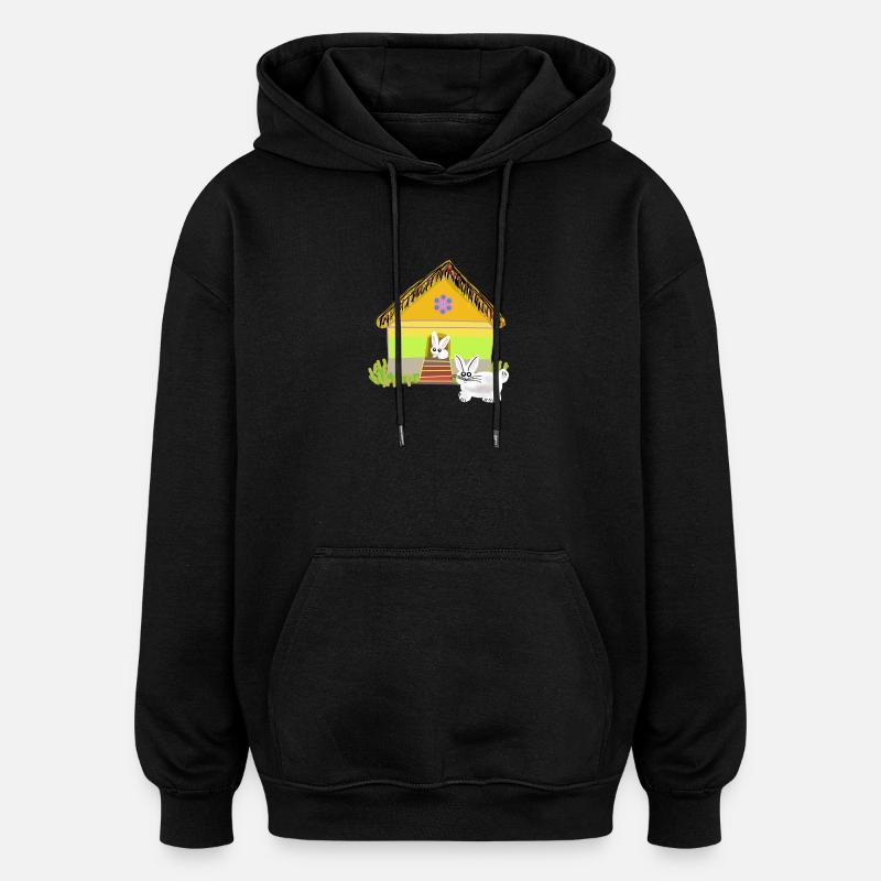 Rabbit Hutch Rabbit Rabbit Kids Child - Oversized Unisex Hoodie - black