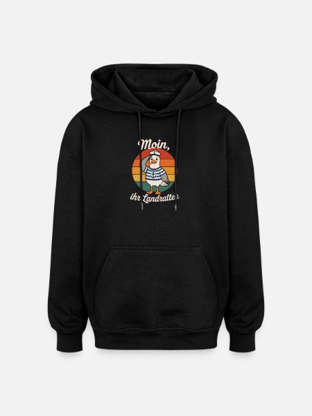 Moin ihr Landratten Möwe Shirt - Oversized Unisex Hoodie - Schwarz