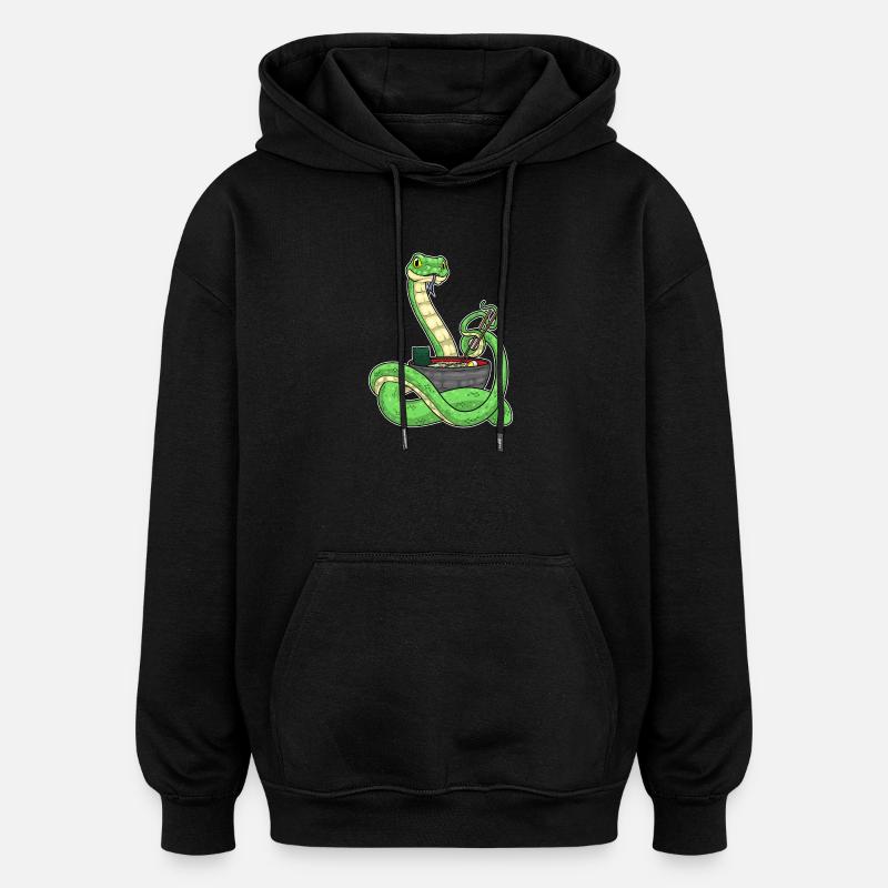 Snake Cook Ramen Cooking - Oversized Unisex Hoodie - black