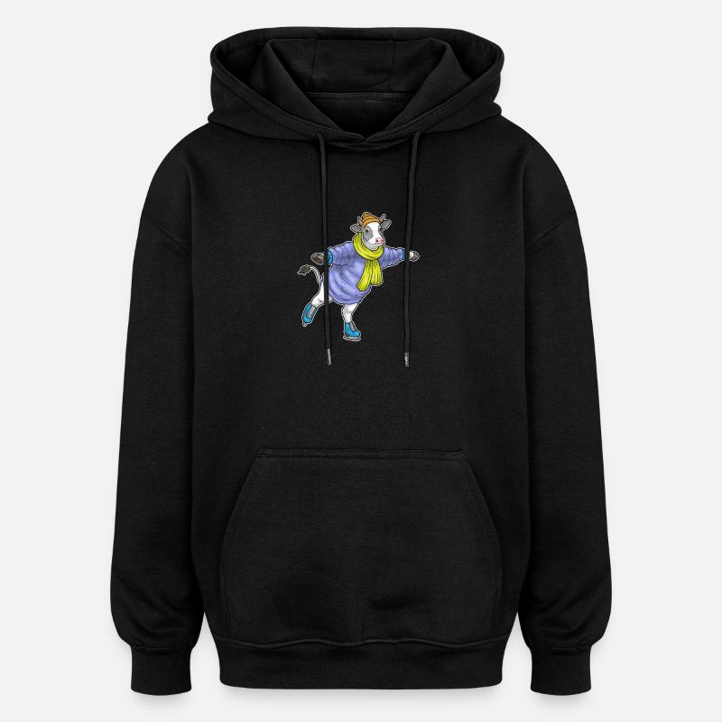 Kuh Eislaufen Schlittschuhe Wintersport - Oversized Unisex Hoodie - black