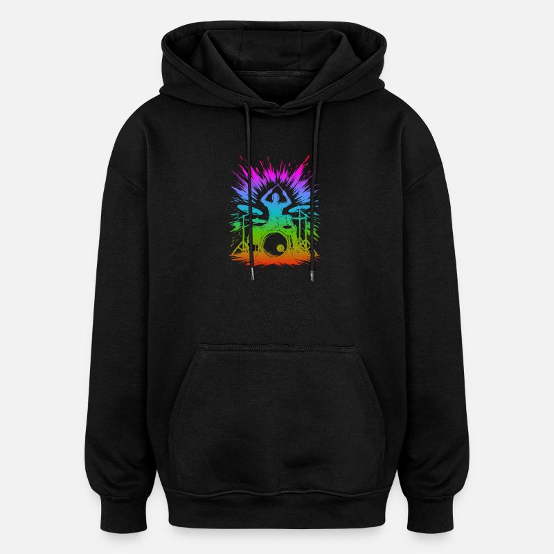 Rainbow Drum Splash - Oversized Unisex Hoodie - black