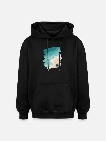 Beach Sea Palm Trees - Oversized Unisex Hoodie - black