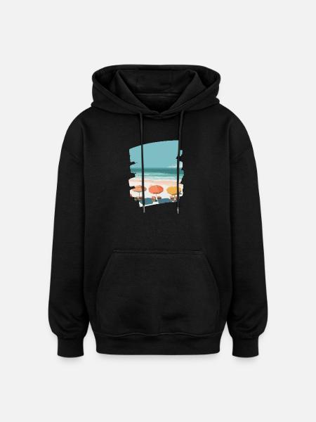 Strand Meer Palmen - Oversized Unisex Hoodie - Schwarz