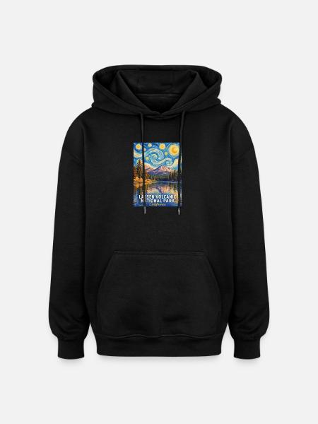 Let Volcano Night Poster California - Oversized Unisex Hoodie - black