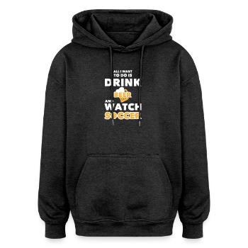 Graphisme typographique des sports pour fans de bière et football - Sweat à capuche oversize unisexe - charbon - Devant - Noah (186cm)
