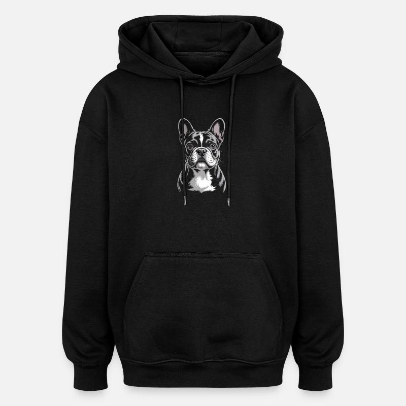 Bouledogue français Frenchie - Sweat à capuche oversize unisexe - noir