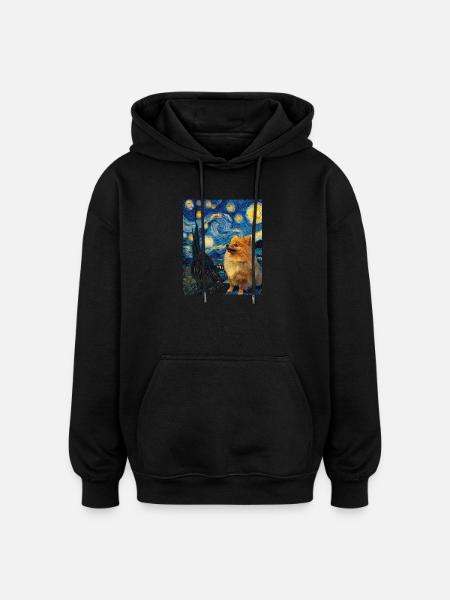 Zwergspitz Spitz Pomeranian - Sweat à capuche oversize unisexe - noir
