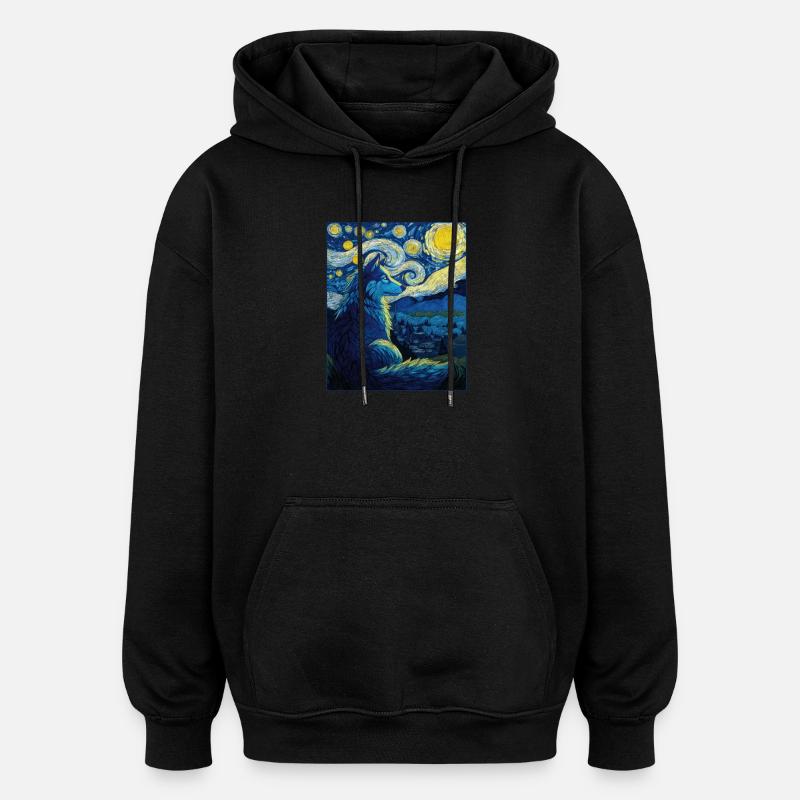 Wolf - Oversized Unisex Hoodie - black