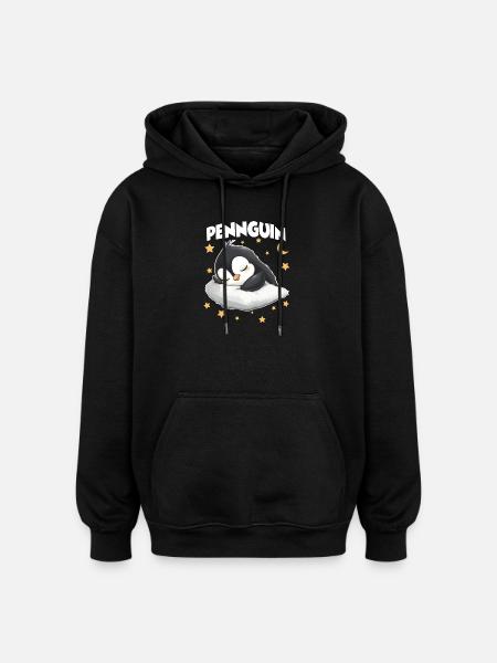 Pennguin Penguin Sleepyheads Late Riser Cuddle - Oversized Unisex Hoodie - black
