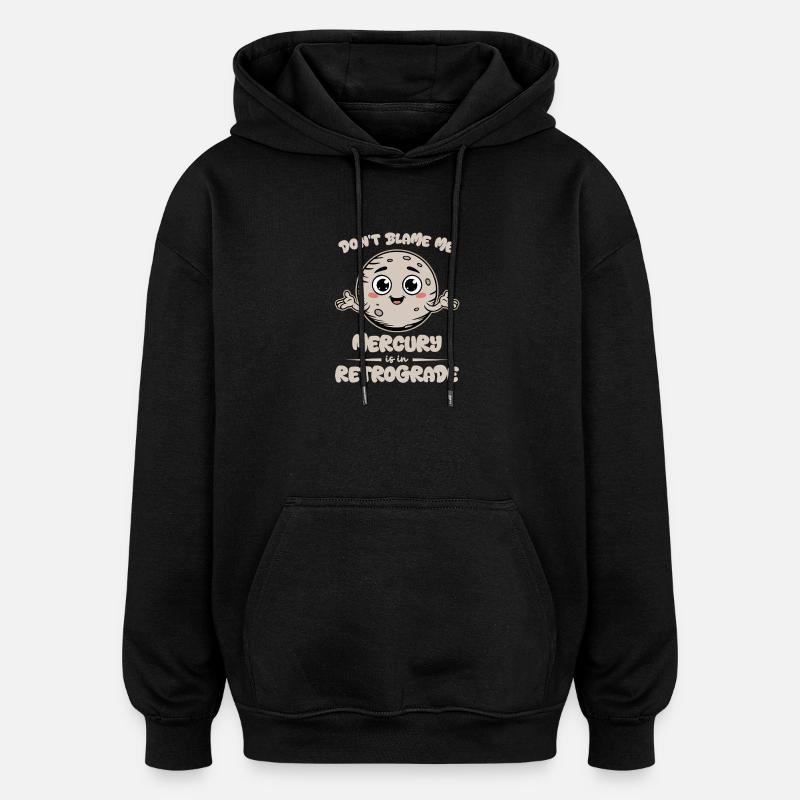 T-shirt Mercure Rétrograde Cute Moon - Sweat à capuche oversize unisexe - noir