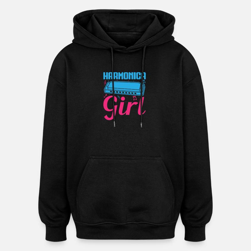 Harmonica Drôle Fille Harmonica - Sweat à capuche oversize unisexe - noir