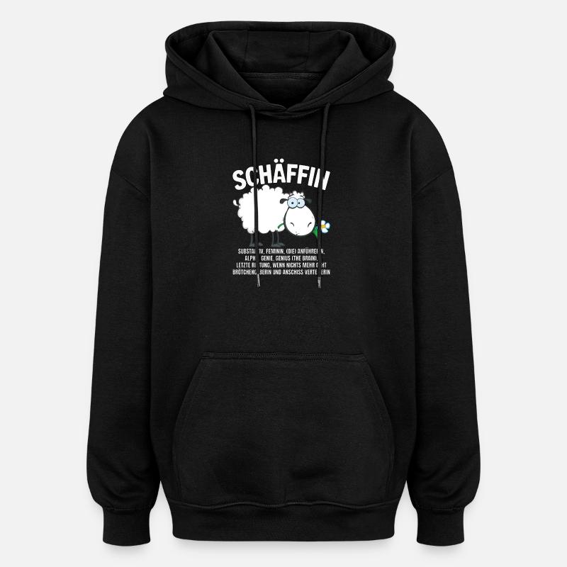 Schäffin - Alpha Schaf mit Sonnenbrille - Oversized Unisex Hoodie - Schwarz