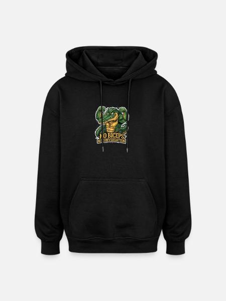 Sarcastic gym crocodile for men - Oversized Unisex Hoodie - black