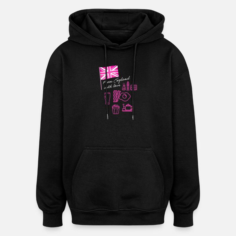 EXANGLIA (Texte rose + blanc) - Sweat à capuche oversize unisexe - noir
