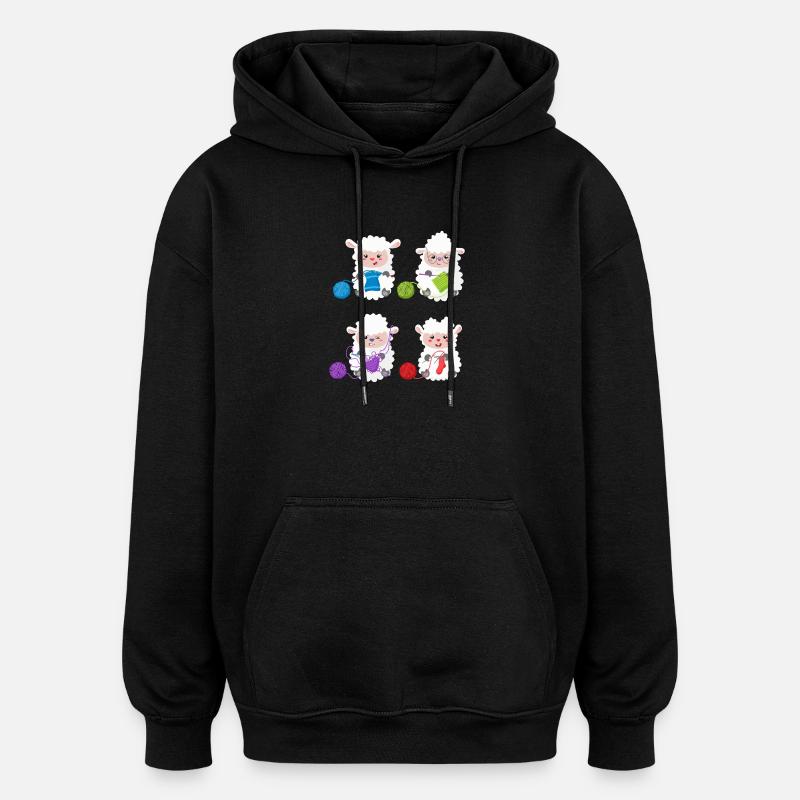 Lambs Knit Yarn Pals - Oversized Unisex Hoodie - Schwarz
