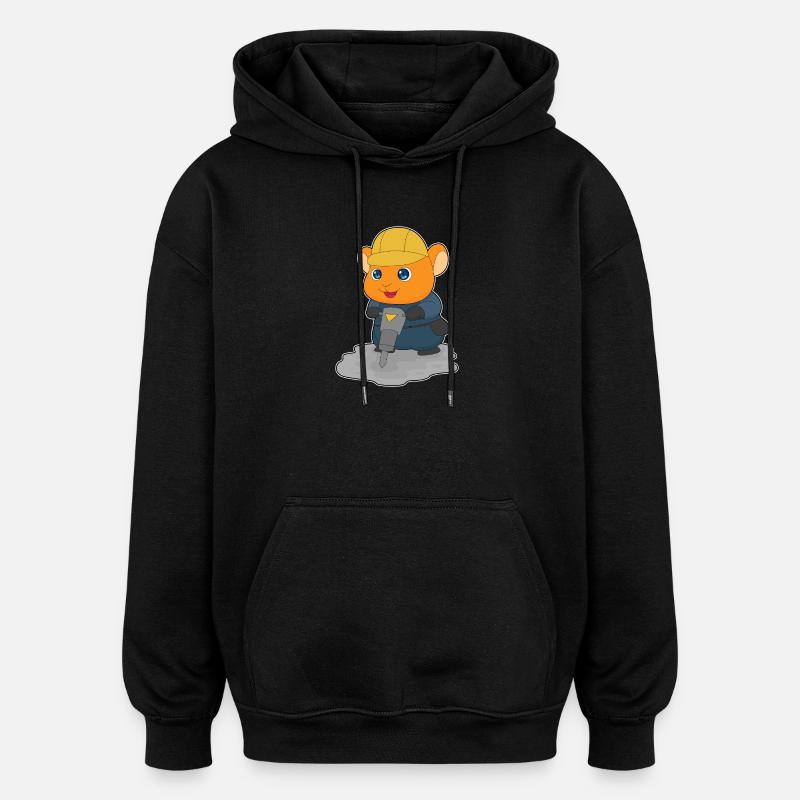 Chantier de construction Hamster Jackhammer - Sweat à capuche oversize unisexe - noir