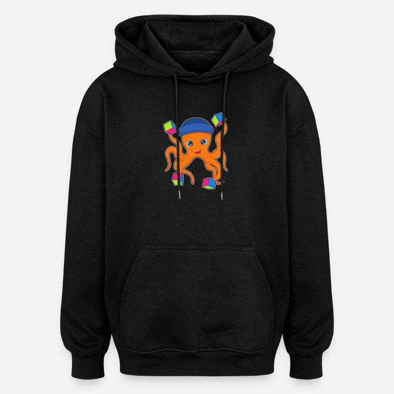 Krake Würfel - Oversized Unisex Hoodie - Schwarz