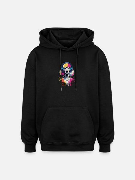 Casque Caniche - Sweat à capuche oversize unisexe - noir