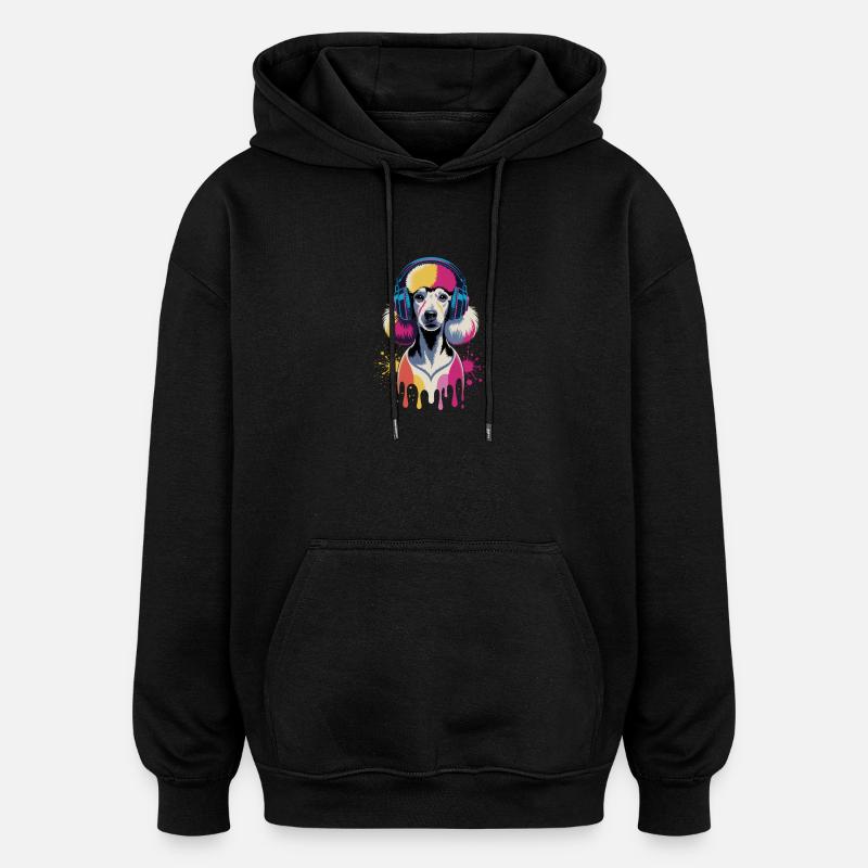 Pudel Kopfhörer - Oversized Unisex Hoodie - Schwarz