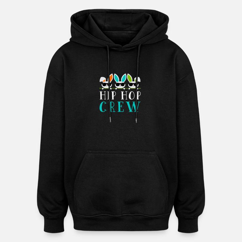 Hip Hop Bunny Crew - Sweat à capuche oversize unisexe - noir