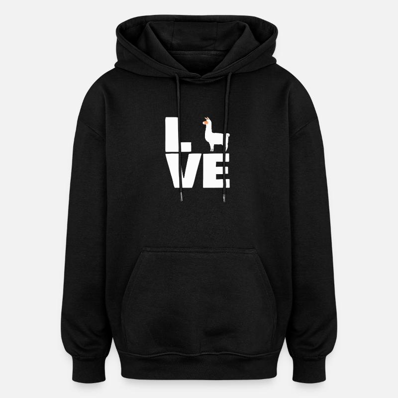 Lama-LIEBE - Oversized Unisex Hoodie - Schwarz