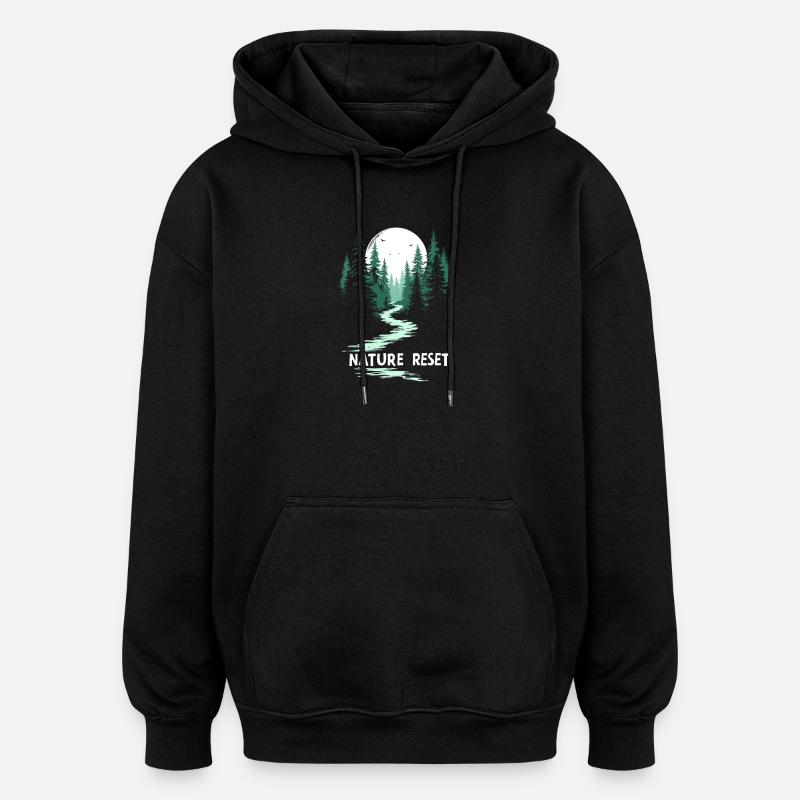 Errer lentement Marcher lentement Forêt - Sweat à capuche oversize unisexe - noir