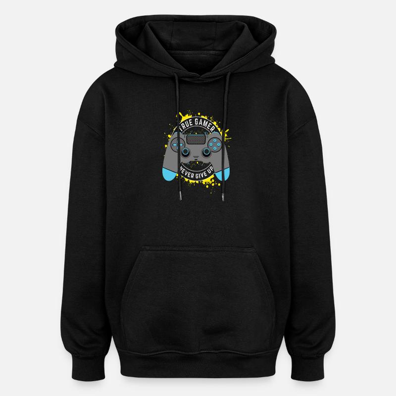True Gamer - Ne jamais abandonner - Sweat à capuche oversize unisexe - noir