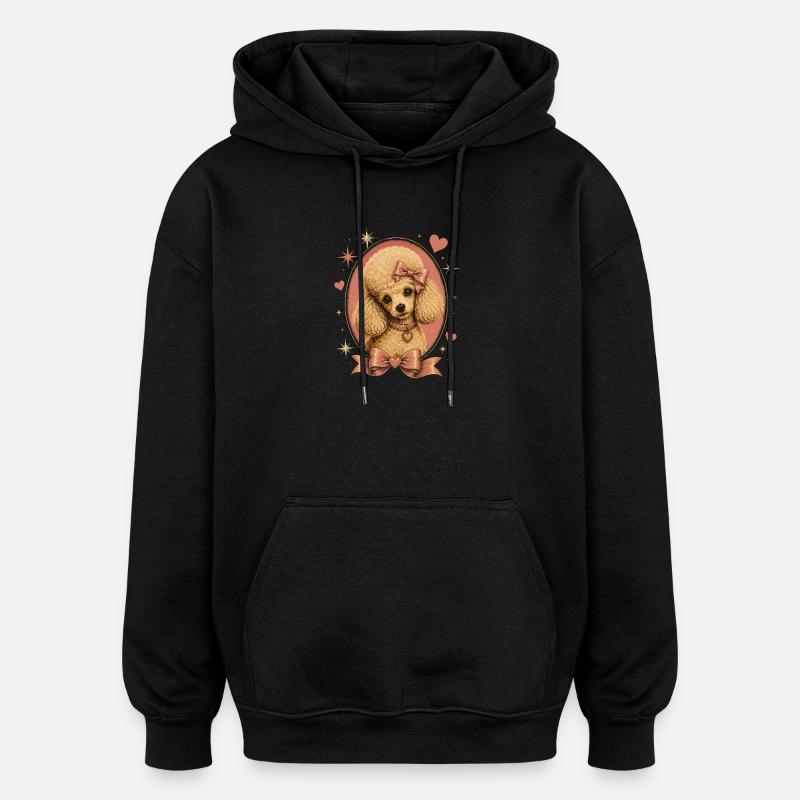 Caniche rose avec nœud - Sweat à capuche oversize unisexe - noir