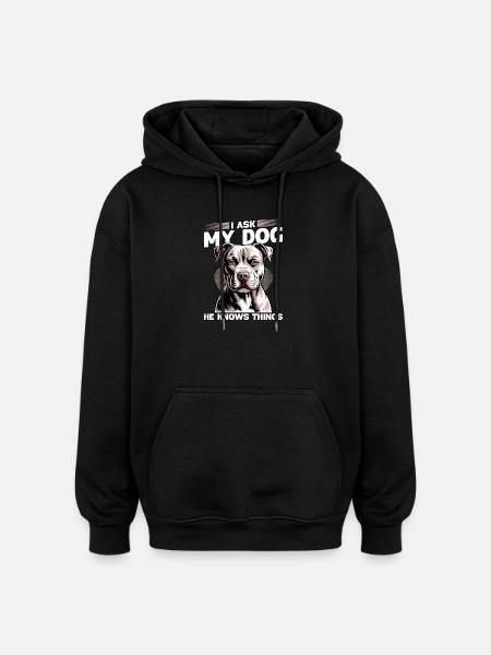 Pitbull Terrier Pittie Dog Breed - Oversized Unisex Hoodie - black