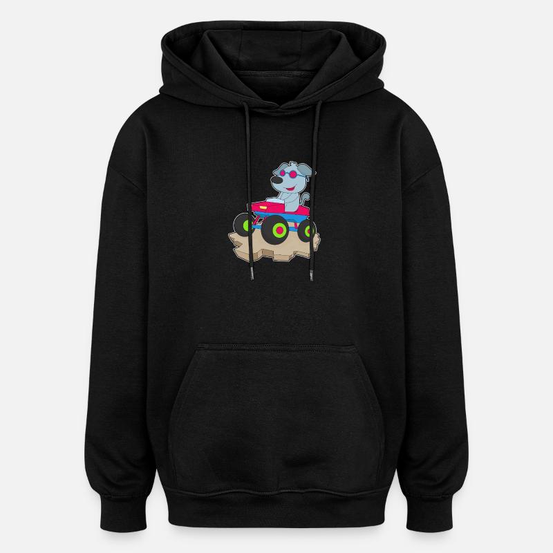 Hund Auto - Oversized Unisex Hoodie - Schwarz