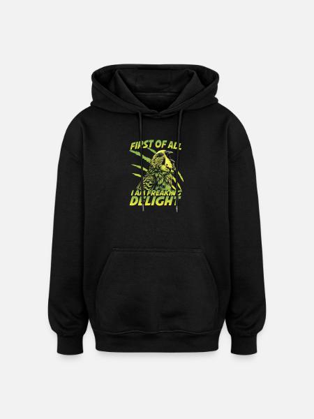 Welli Parrot Bird Fans Cheeky Budgie - Oversized Unisex Hoodie - black