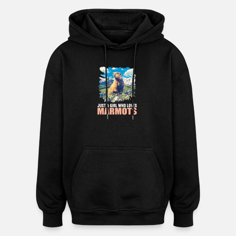 Murmeltiere Murmeltier - Oversized Unisex Hoodie - Schwarz