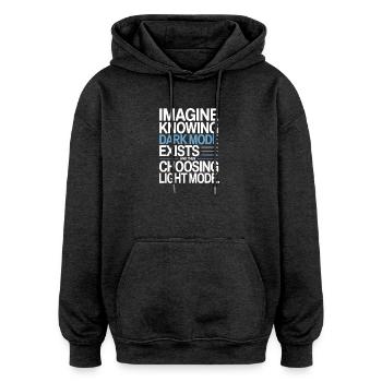 Le mode sombre existe Programmeur IT Nerd Coder Office - Sweat à capuche oversize unisexe - charbon - Devant - Noah (186cm)