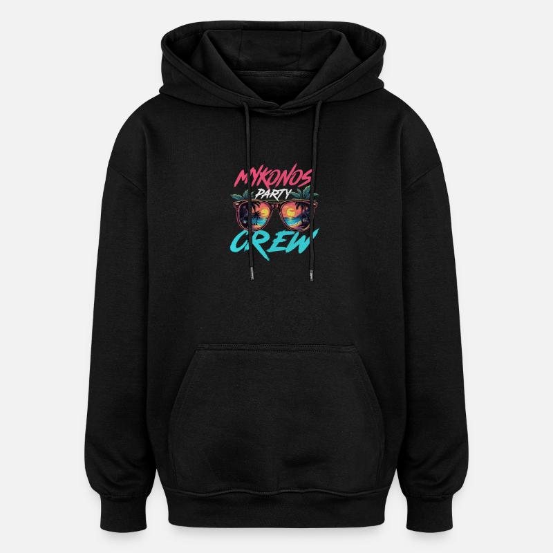 Équipe de fête de Mykonos - Sweat à capuche oversize unisexe - noir