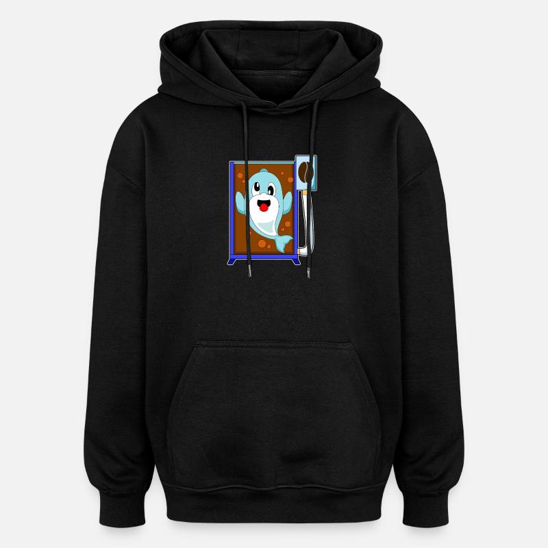 Delfin Kaffeebohne Kaffee - Oversized Unisex Hoodie - Schwarz