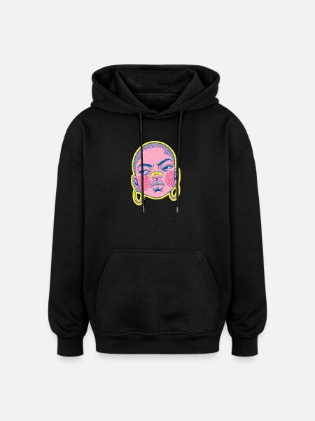 Black female portrait #9 - Oversized Unisex Hoodie - black