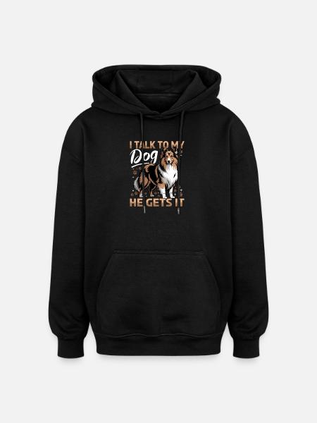 Shetland Sheepdog Sheltie Dog Breed - Oversized Unisex Hoodie - black
