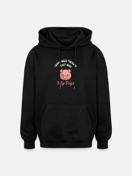 Niedliche Schweinetherapie, Supperhoftier, - Oversized Unisex Hoodie - Schwarz