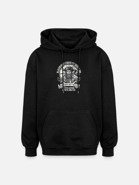 Black Beard Pirate Graphic Barbados - Oversized Unisex Hoodie - black