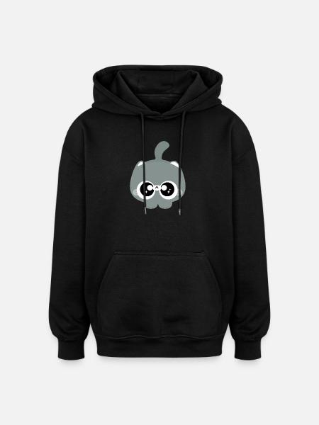 Glasäugige graue Katze - Oversized Unisex Hoodie - Schwarz