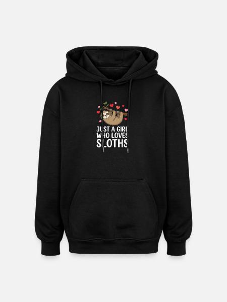 Mädchen liebt Faultiere - Oversized Unisex Hoodie - Schwarz