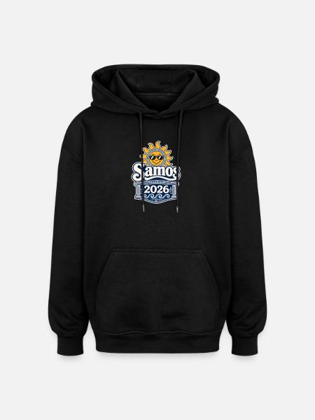 Samos 2026 Sun Symbol Logo - Oversized Unisex Hoodie - black