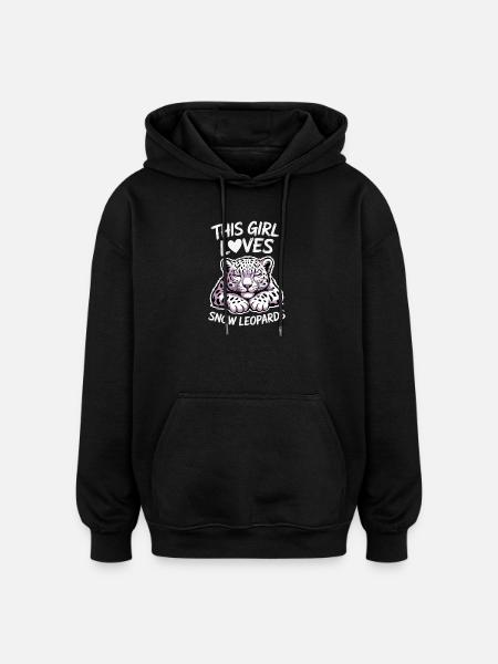 Schneeleopard Sprüche Süßes Schneeleopard Geschenk - Oversized Unisex Hoodie - Schwarz