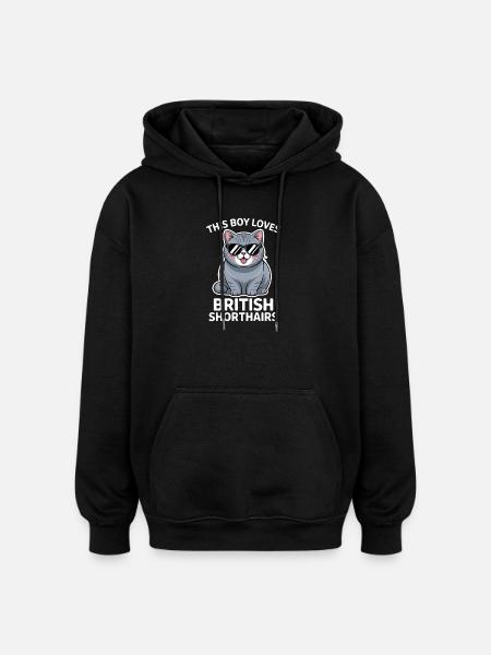 Detti britannici a pelo corto Regalo divertente per gatti - Felpa con cappuccio unisex oversize - nero