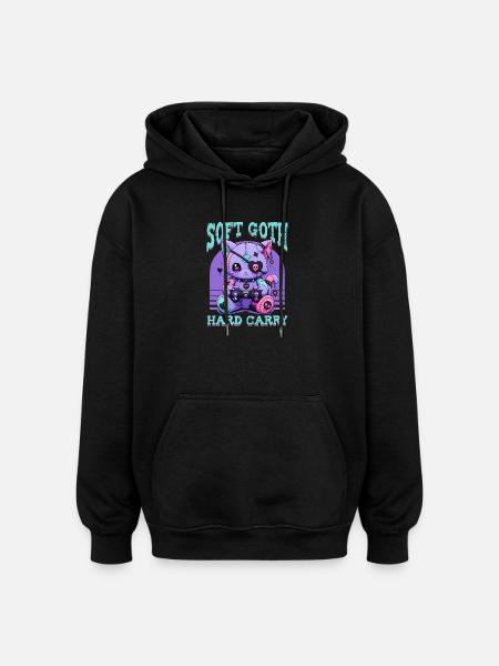 Pastel Goth Soft Goth Gaming Gamer - Oversized Unisex Hoodie - black