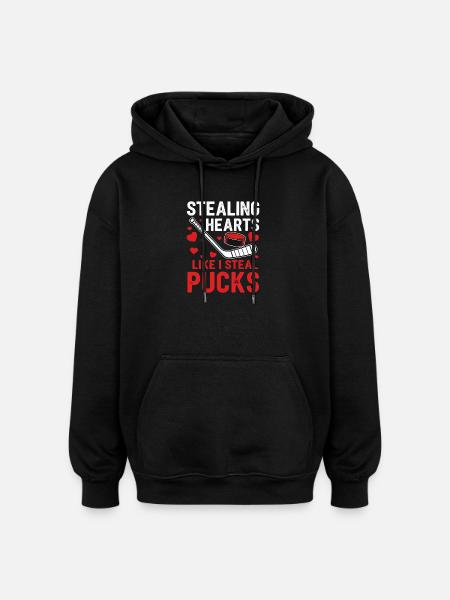 Stealing hearts like pucks - Oversized Unisex Hoodie - black